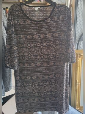 5th & Love Black and Beige Geometric Scoop Lightweight Neck Dress Size L